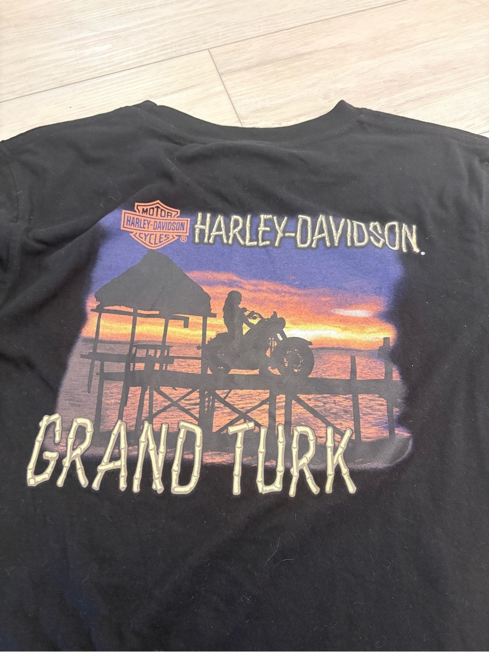 Harley-Davidson Grand Turk Black Sunset Pier Motorcycle Tee